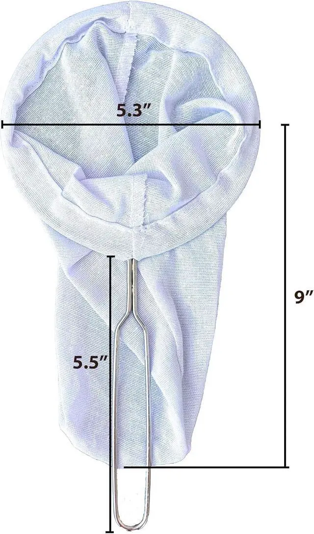Alt view image 2 of 5 - ChaTraMue Thai Tea Filter Reusable Stainless Steel Strainer, Cloth Tea Muslin, Large Size (5.3 Inches)