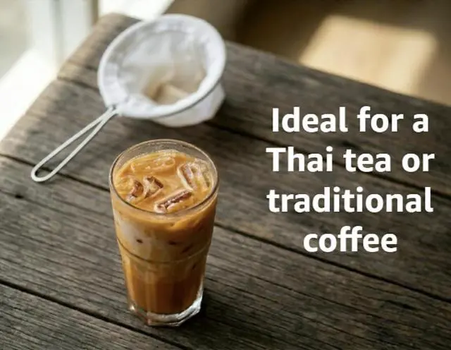 Alt view image 5 of 5 - ChaTraMue Thai Tea Filter Reusable Stainless Steel Strainer, Cloth Tea Muslin, Large Size (5.3 Inches)