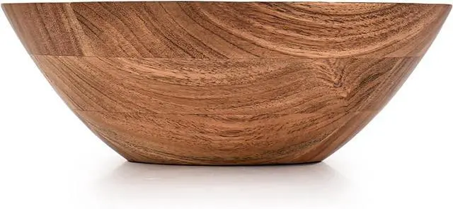 Alt view image 2 of 5 - Salad Bowl Acacia Wood wooden bowl for food, serving salads, pasta, cereal or popcorn For Your Kitchen Wooden Serving Bowl (8"x 8" x 3")