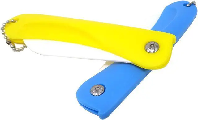 Alt view image 3 of 7 - Honbay 2PCS Ceramic Folding Knife Handy Fruit Knife for Home, Travel, Picnic, Camping, etc (Blue+Yellow)