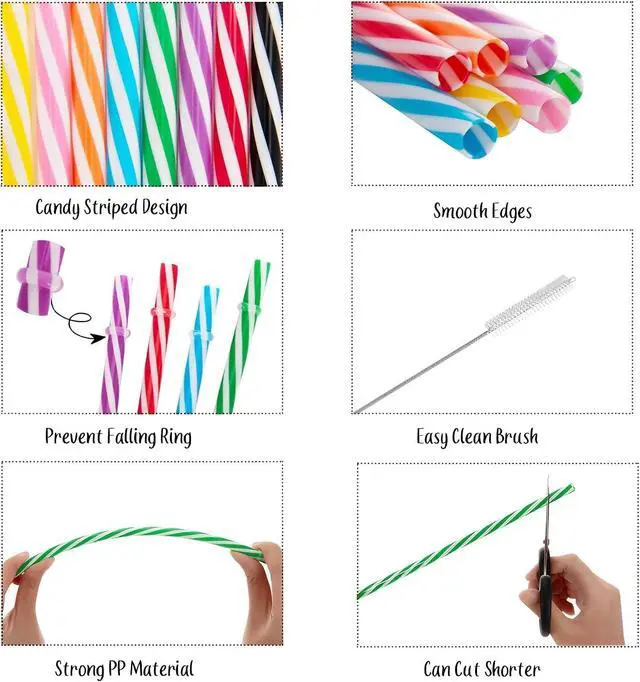 Alt view image 3 of 6 - 25 PCS Plastic Straws, 9" Reusable Plastic Straws with 1 Brushes, 6 Colors Replacement Drinking for Tumblers, YETI, Jars, Stanley, Starbucks
