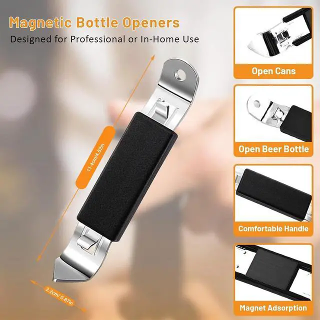 Alt view image 2 of 5 - KTOJOY 5 Pack Magnetic Bottle Openers Stainless Steel Flat Bottle Opener, Solid and Beer Openers Small Bottle Opener Can Tapper with Magnet for Camping and Traveling