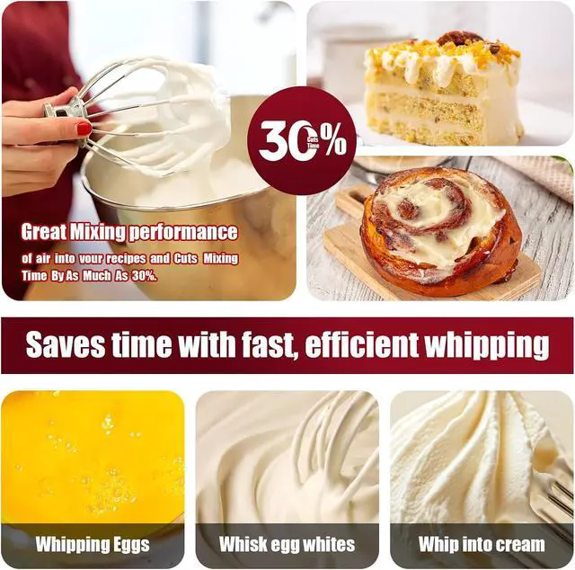 Alt view image 5 of 6 - K45WW 6-Wire Whip Attachment Fits KitchenAid Tilt Head Stand Mixer - Egg Heavy Cream Beater, Cakes Mayonnaise Whisk for Kitchen Aid Mixer Accessory Replacement Parts