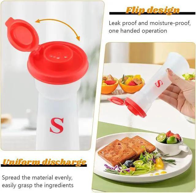 Alt view image 5 of 7 - Set Of 2 Salt And Pepper Shakers With Lids, Large Hourglass Design | Moisture Proof Seasoning Containers For Salt, Pepper, Sugar, Or Candy In Cooking And Baking. Red And Black