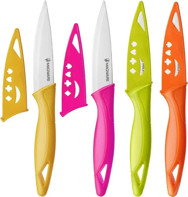 Main image of Magiware Paring Knife, 8PCS Paring Knife Set with Cover, Small Kitchen Vegetable Fruit Knives, 3.5 Inch Ultra Sharp PP Handle