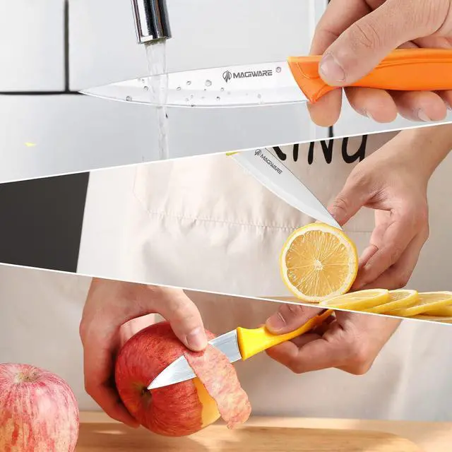 Alt view image 2 of 7 - Magiware Paring Knife, 8PCS Paring Knife Set with Cover, Small Kitchen Vegetable Fruit Knives, 3.5 Inch Ultra Sharp PP Handle