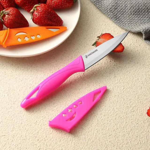 Alt view image 4 of 7 - Magiware Paring Knife, 8PCS Paring Knife Set with Cover, Small Kitchen Vegetable Fruit Knives, 3.5 Inch Ultra Sharp PP Handle