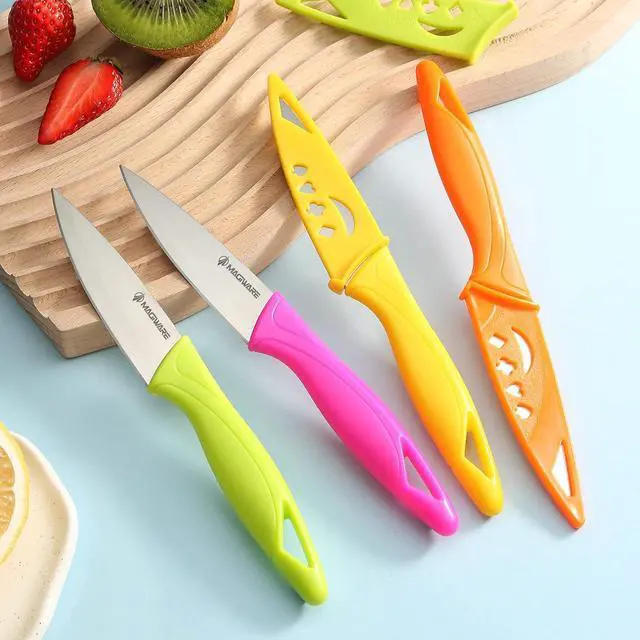 Alt view image 6 of 7 - Magiware Paring Knife, 8PCS Paring Knife Set with Cover, Small Kitchen Vegetable Fruit Knives, 3.5 Inch Ultra Sharp PP Handle