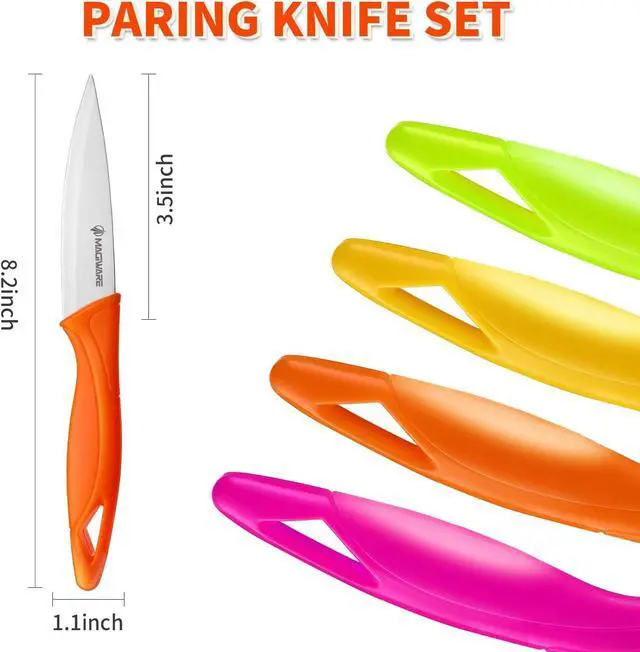 Alt view image 7 of 7 - Magiware Paring Knife, 8PCS Paring Knife Set with Cover, Small Kitchen Vegetable Fruit Knives, 3.5 Inch Ultra Sharp PP Handle