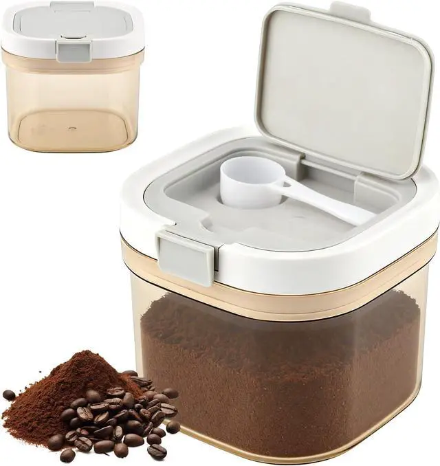 Main image of Sugar Container with Spoon, 27fl oz/800ml Coffee Ground Container Formula Dispenser Airtight Food Storage Jar for Coffee Tea Flour Cereal, Easy to Clean