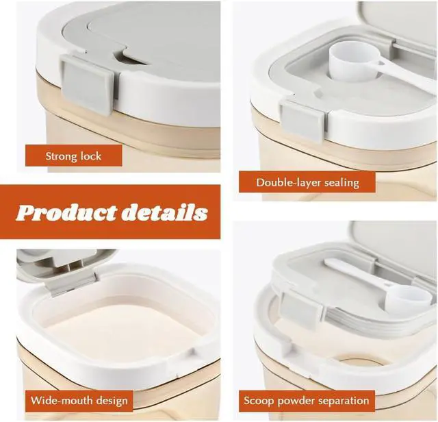 Alt view image 3 of 7 - Sugar Container with Spoon, 27fl oz/800ml Coffee Ground Container Formula Dispenser Airtight Food Storage Jar for Coffee Tea Flour Cereal, Easy to Clean