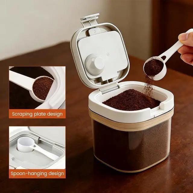 Alt view image 4 of 7 - Sugar Container with Spoon, 27fl oz/800ml Coffee Ground Container Formula Dispenser Airtight Food Storage Jar for Coffee Tea Flour Cereal, Easy to Clean