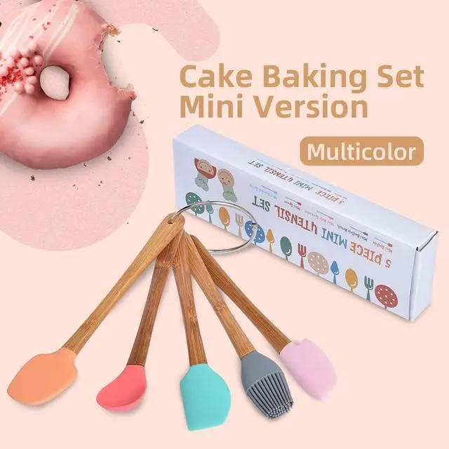 Alt view image 3 of 7 - 5 Piece Silicone Spatula,Mini Rubber Spatula Wooden Handle,Heat Resistant Silicone Spatula Set,Kitchen Utensils Non-Stick For Baking,Cooking And Mixing