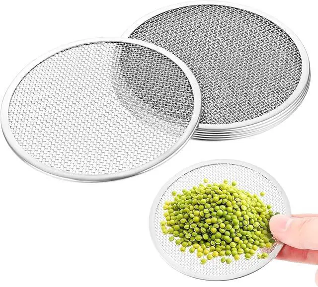 Main image of 6 Pack Seed Sprouting Jar Lids - 304 Stainless Steel Screen Filter Strainer Lid for 82mm / 3.2in Wide Mouth Mason Jars, Mesh Bean Sprout Sieve Lids for Bean, Alfalfa, Broccoli, Lentil & More at Home
