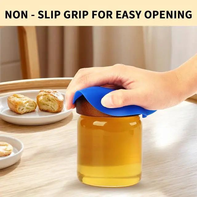 Alt view image 2 of 6 - Jar Opener Gripper Pads 4-Pack, 5 Inch Round Silicone Non-Slip Bottle Lid Opener for Easy Opening, Heat-Resistant Cup Coasters, Food-Grade Silicone, Reusable Kitchen Helper