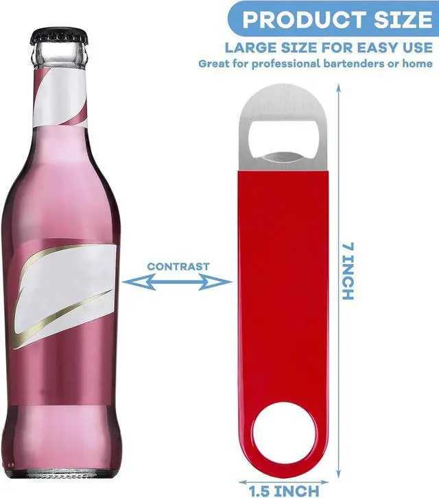 Alt view image 2 of 7 - KTOJOY 3 Pack Bottle Openers,Beer Bottle Openers, Speed Openers, Stainless Steel Flat Bottle Opener with Exquisite Packaging, for Kitchen, Bar or Restaurant 7 inches Red, Black, Blue