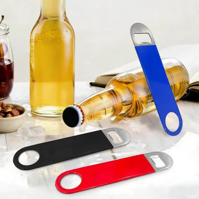 Alt view image 5 of 7 - KTOJOY 3 Pack Bottle Openers,Beer Bottle Openers, Speed Openers, Stainless Steel Flat Bottle Opener with Exquisite Packaging, for Kitchen, Bar or Restaurant 7 inches Red, Black, Blue