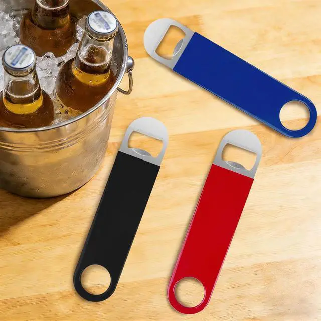 Alt view image 7 of 7 - KTOJOY 3 Pack Bottle Openers,Beer Bottle Openers, Speed Openers, Stainless Steel Flat Bottle Opener with Exquisite Packaging, for Kitchen, Bar or Restaurant 7 inches Red, Black, Blue