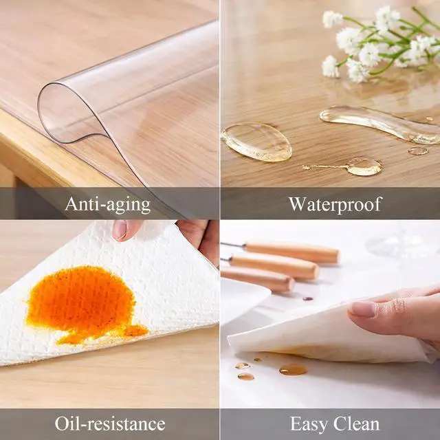 Alt view image 4 of 7 - Clear Oval Table Cover Protector 52 x 70 in Plastic Tablecloth for 4~6 Seats Table