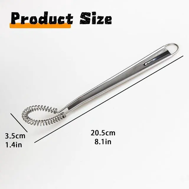Alt view image 4 of 5 - 2 Pieces Egg Beater, Stainless Steel Mini Egg Whisk, Spring Coil Whisk, Handheld Milk Frother Foamer Sauce Stirrer Blender Coffee Mixer