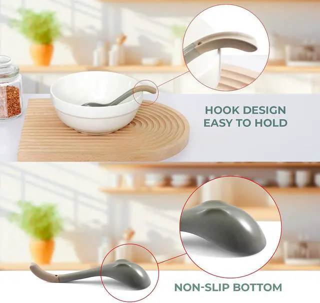 Alt view image 3 of 6 - Asian Ceramic Soup Spoon, with Long Handle Easy to Hold, Non-slip Bottom, for Japanese Ramen, Chinese and Vietnamese Wonton, Noodle Soup Spoons (V38)
