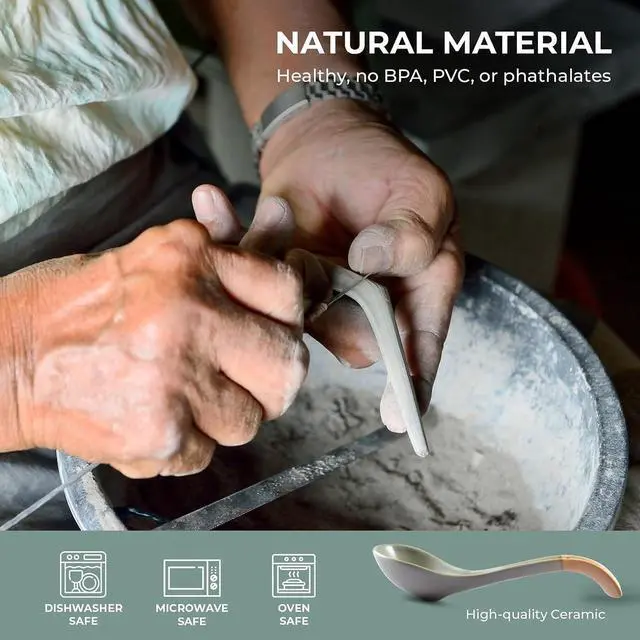 Alt view image 6 of 6 - Asian Ceramic Soup Spoon, with Long Handle Easy to Hold, Non-slip Bottom, for Japanese Ramen, Chinese and Vietnamese Wonton, Noodle Soup Spoons (V38)