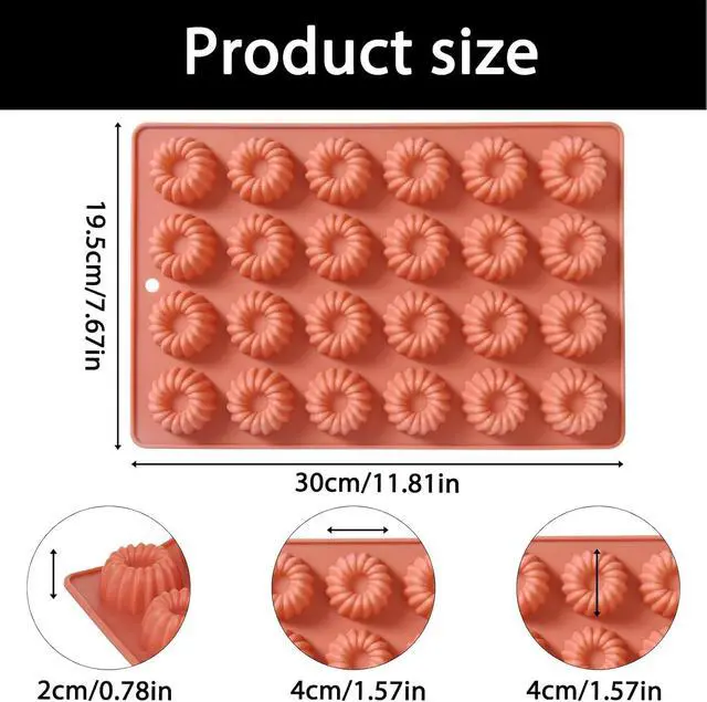 Alt view image 2 of 7 - Mini Buntz Cake Silicone Mold Pan, 20-Cavity | Fluted Ring Design, Non-Stick Release, 20 Cavities, 11.81 x 7.67 in, Reusable Silicone