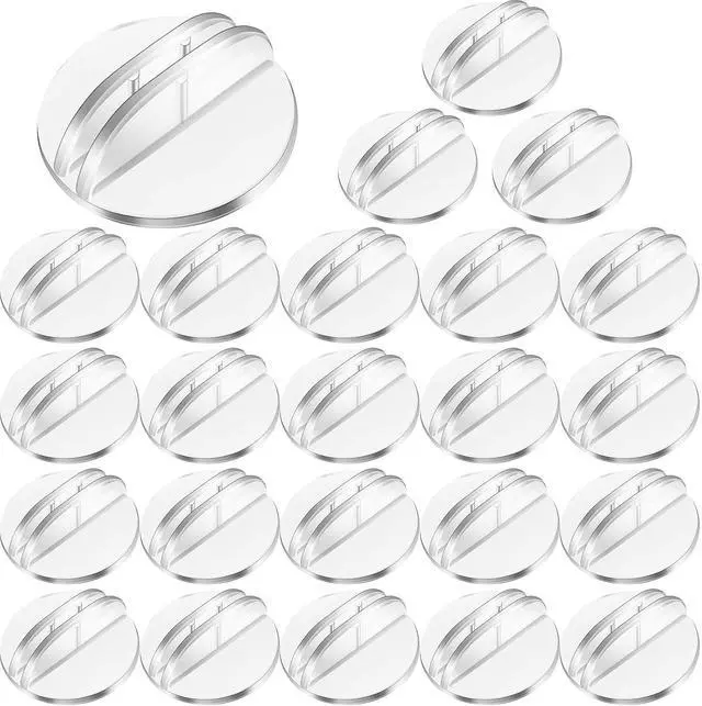 Main image of Yinkin 50 Pcs Mini Plastic Card Stands 1 Inch Round Base Clips,Clear | Place Card Holders for Table Numbers Price Tags Menus, Game Pieces Holders Dual Slot Design for Weddings Parties
