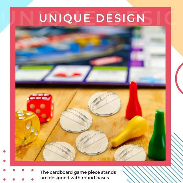 Alt view image 4 of 6 - Yinkin 50 Pcs Mini Plastic Card Stands 1 Inch Round Base Clips,Clear | Place Card Holders for Table Numbers Price Tags Menus, Game Pieces Holders Dual Slot Design for Weddings Parties