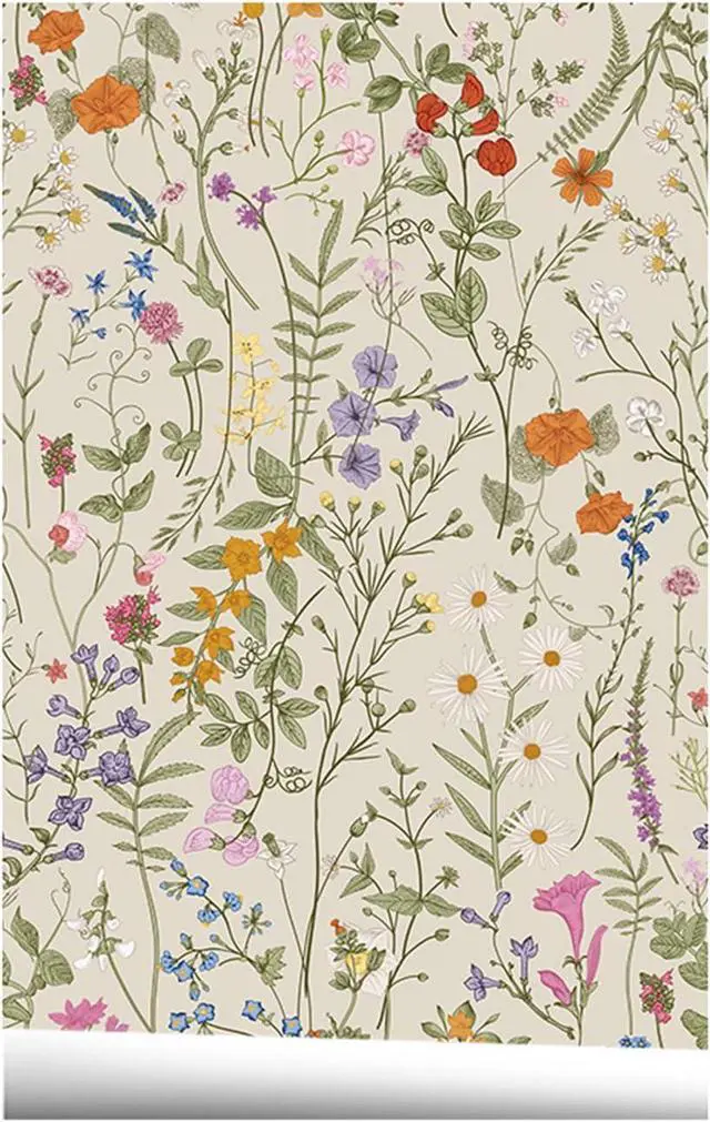 Main image of Self Adhesive Colorful Floral Drawer Liner Contact Paper Shelf Liner Decorative Peel and Stick Floral Wallpaper forWalls Furniture Cabinets Table Decal 17.7X117 Inches