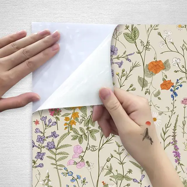 Alt view image 2 of 5 - Self Adhesive Colorful Floral Drawer Liner Contact Paper Shelf Liner Decorative Peel and Stick Floral Wallpaper forWalls Furniture Cabinets Table Decal 17.7X117 Inches