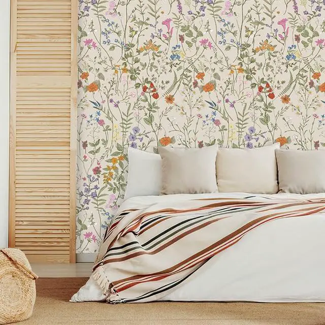 Alt view image 4 of 5 - Self Adhesive Colorful Floral Drawer Liner Contact Paper Shelf Liner Decorative Peel and Stick Floral Wallpaper forWalls Furniture Cabinets Table Decal 17.7X117 Inches
