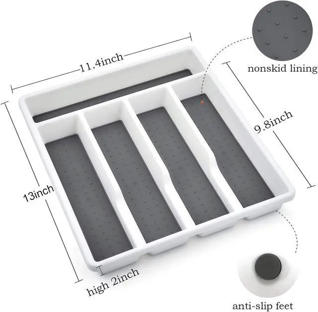 Alt view image 2 of 6 - HaWare Silverware Tray, Multi-Purpose Organizer with Soft Grip Lining