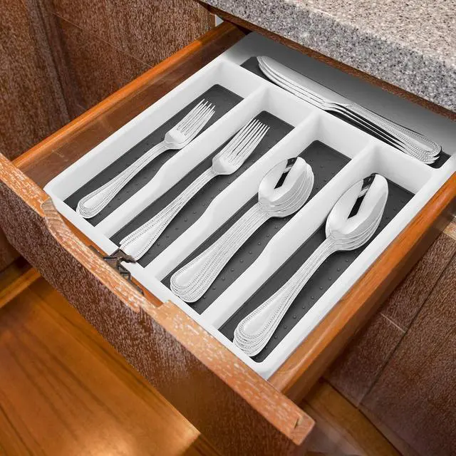 Alt view image 4 of 6 - HaWare Silverware Tray, Multi-Purpose Organizer with Soft Grip Lining