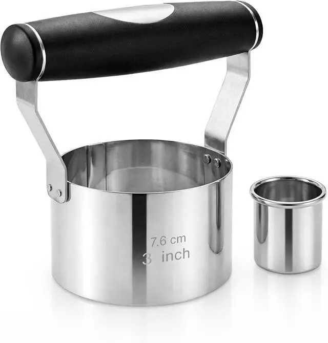 Main image of 3" Stainless Steel Biscuit Cutter, Round Cookie Cutter with Handle | Ergonomic Soft Grip, Biscuit Maker for Baking, Dishwasher Safe, Gift-Ready Packaging