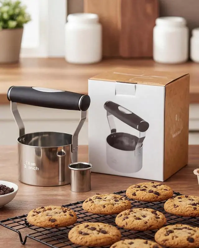 Alt view image 6 of 7 - 3" Stainless Steel Biscuit Cutter, Round Cookie Cutter with Handle | Ergonomic Soft Grip, Biscuit Maker for Baking, Dishwasher Safe, Gift-Ready Packaging