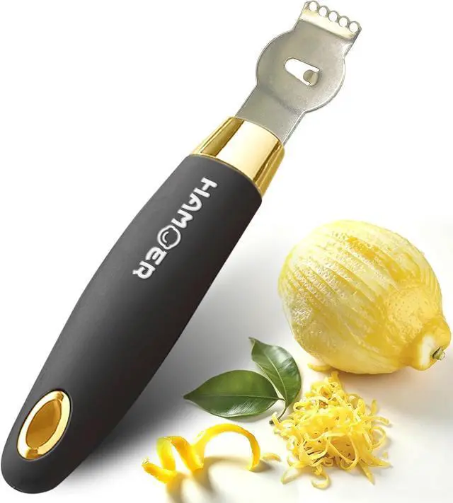 Main image of Lemon Citrus Zester Channel knife for Lemon Twist Grates 2in1 Tool | Ergonomic Rubber-plastic non-slip Handle,Good grips,Stainless steel blade,For kitchen and bar