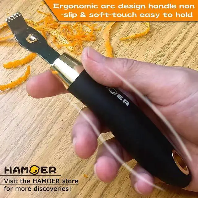 Alt view image 2 of 7 - Lemon Citrus Zester Channel knife for Lemon Twist Grates 2in1 Tool | Ergonomic Rubber-plastic non-slip Handle,Good grips,Stainless steel blade,For kitchen and bar