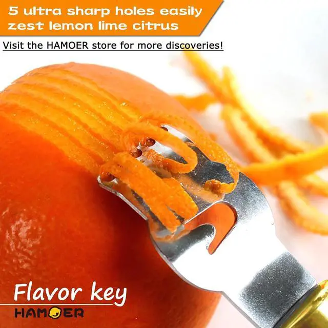 Alt view image 3 of 7 - Lemon Citrus Zester Channel knife for Lemon Twist Grates 2in1 Tool | Ergonomic Rubber-plastic non-slip Handle,Good grips,Stainless steel blade,For kitchen and bar