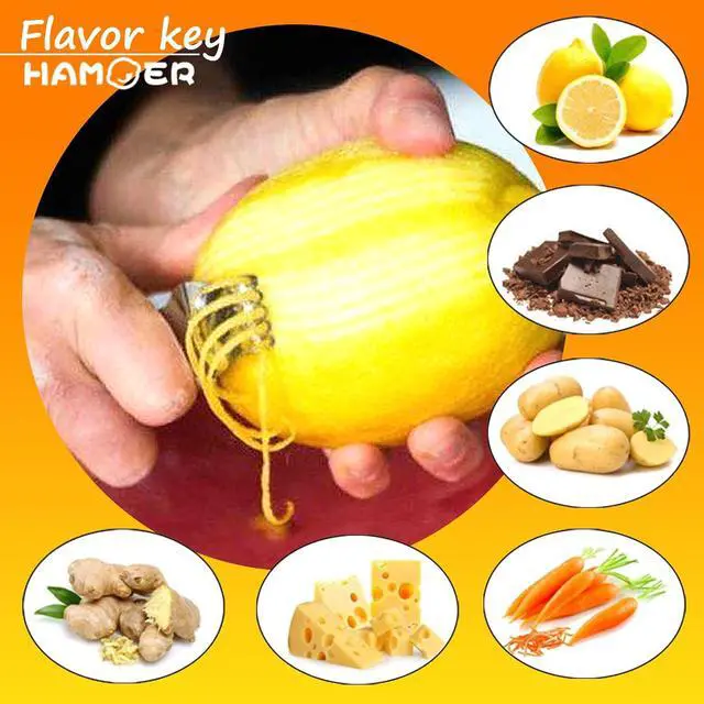 Alt view image 4 of 7 - Lemon Citrus Zester Channel knife for Lemon Twist Grates 2in1 Tool | Ergonomic Rubber-plastic non-slip Handle,Good grips,Stainless steel blade,For kitchen and bar