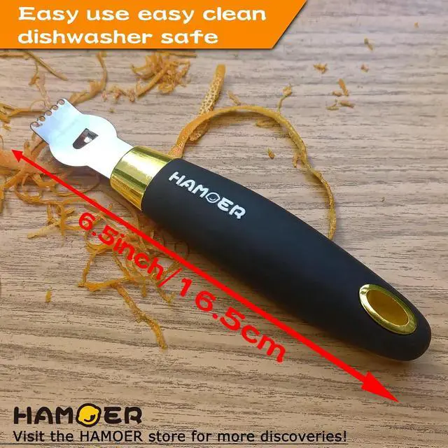 Alt view image 6 of 7 - Lemon Citrus Zester Channel knife for Lemon Twist Grates 2in1 Tool | Ergonomic Rubber-plastic non-slip Handle,Good grips,Stainless steel blade,For kitchen and bar