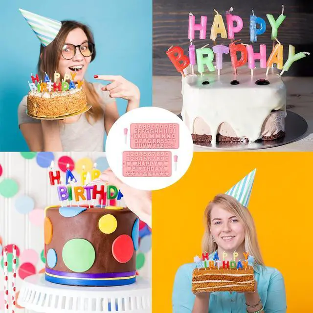 Alt view image 5 of 7 - 2 pcs Number Chocolate Molds and Letter Silicone Molds, with 2 Droppers, Happy Birthday Cake Decorations Baking Mould,for Chocolate, Candy, ice cubes,cake cookies