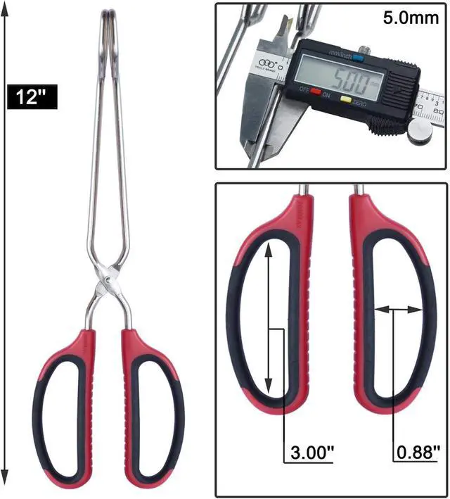 Alt view image 3 of 7 - HINMAY Stainless Steel Scissor Tongs with Comfort-Grip Handle 12-Inch