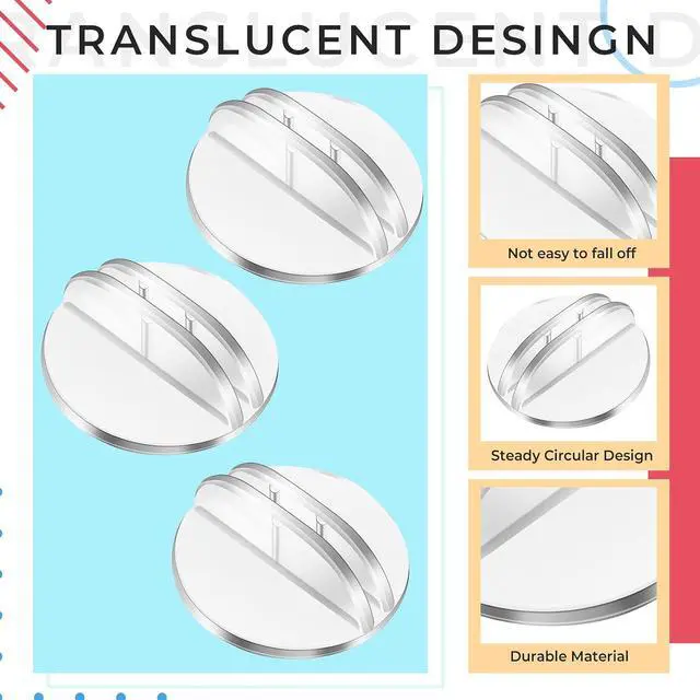 Alt view image 3 of 6 - Harloon 100 Pcs Card Stands Translucent Plastic Card Holders Game Stands Paper Miniature Bases Clear Paper Board Clips for Table Numbers Business Price Tags Menus Labels Party, 1 Inch