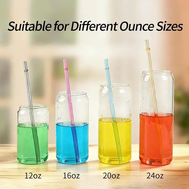 Alt view image 4 of 7 - 25 Pack 9.05" Plastic Reusable Replacement Drinking Straws | BPA-Free, 0.29 " Diameter Multicolor Straws with 2 Cleaning Brushes, fits 12-20 oz Tumblers, Mason Jars, YETI & Stanley