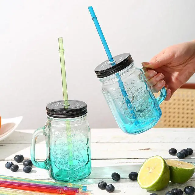 Alt view image 6 of 7 - 25 Pack 9.05" Plastic Reusable Replacement Drinking Straws | BPA-Free, 0.29 " Diameter Multicolor Straws with 2 Cleaning Brushes, fits 12-20 oz Tumblers, Mason Jars, YETI & Stanley