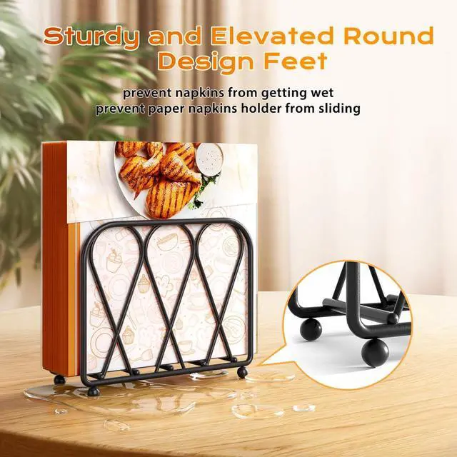 Alt view image 2 of 7 - Napkin Holder for Table, Black Metal Paper Napkin Holder for Dining Table, Modern Decor for Home Dinner in Kitchen or Dining Room, Standing Napkin Dispenser for Kitchen Countertop Restaurant Bar