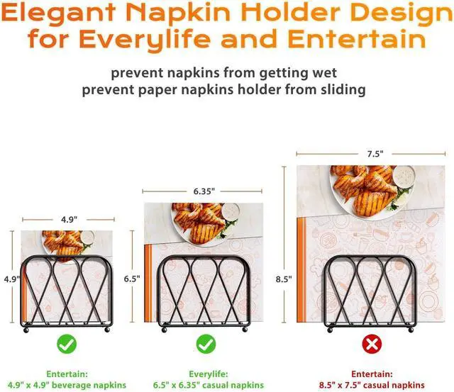 Alt view image 6 of 7 - Napkin Holder for Table, Black Metal Paper Napkin Holder for Dining Table, Modern Decor for Home Dinner in Kitchen or Dining Room, Standing Napkin Dispenser for Kitchen Countertop Restaurant Bar