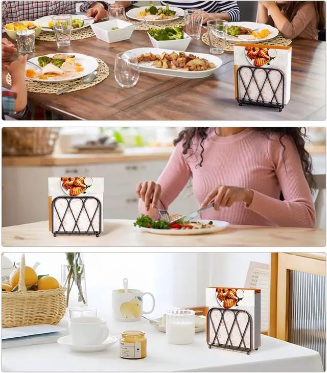 Alt view image 7 of 7 - Napkin Holder for Table, Black Metal Paper Napkin Holder for Dining Table, Modern Decor for Home Dinner in Kitchen or Dining Room, Standing Napkin Dispenser for Kitchen Countertop Restaurant Bar