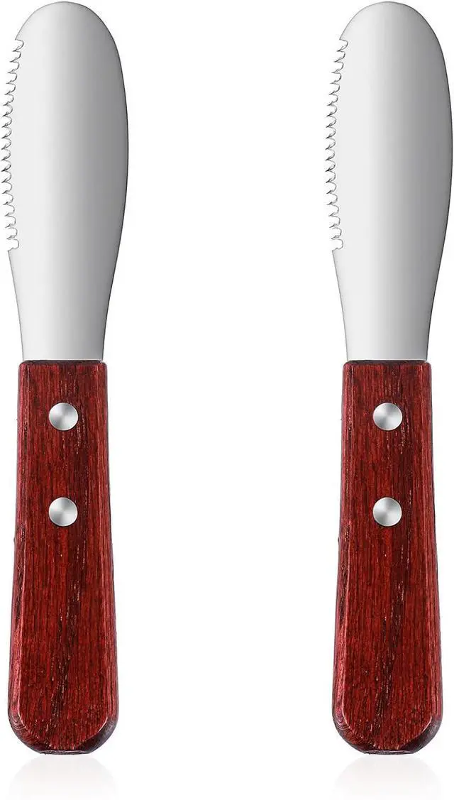 Main image of Ouligay 2 Pcs Butter Knife Spreader, Cheese Spreader Knife, Stainless Steel Straight Edge Wide Butter Spreaders with Wood Handle for Sandwich Cream Condiment Knives Set Kitchen Tools, Cooking Utensil